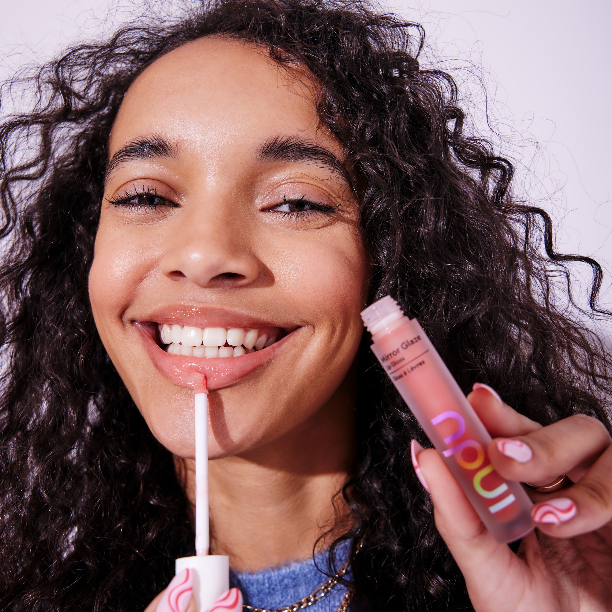 Mirror Glaze Lip Gloss - Peachy Nude Makeup model 2