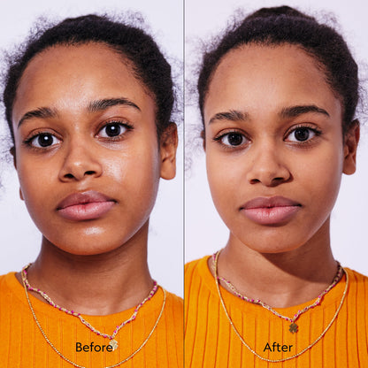 Mattifying Skin Blurrer Colourless model before and after